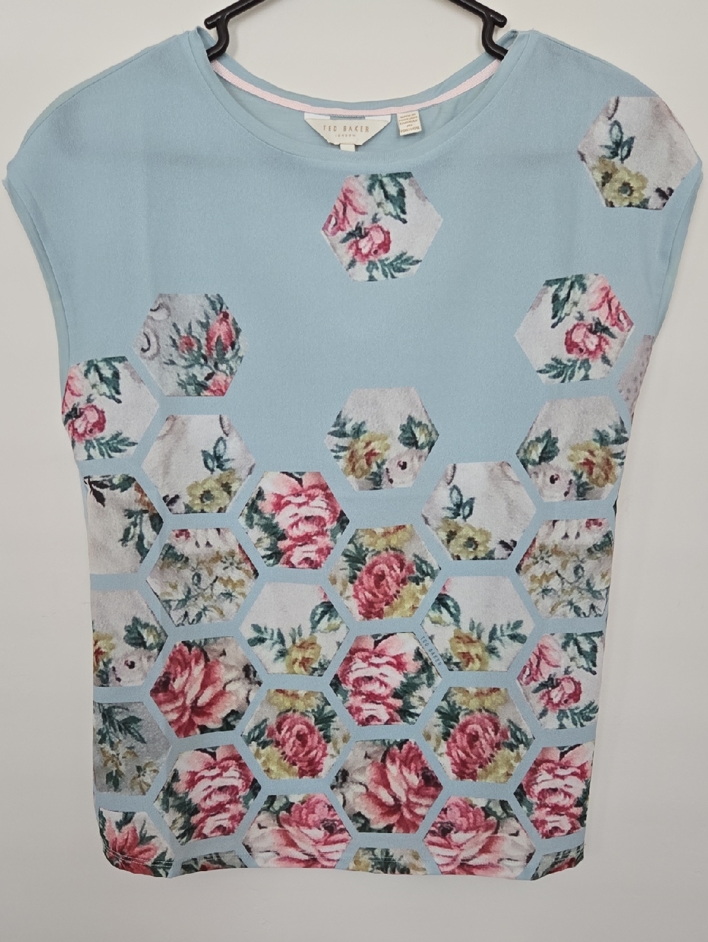 Ted Baker Light Blue Floral Hexagon Print Blouse